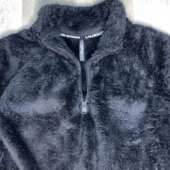 Calvin Klein Performance, Black Cropped Sherpa Fleece 1/4 Zip, Women’s X-Large - Picture 11 of 12